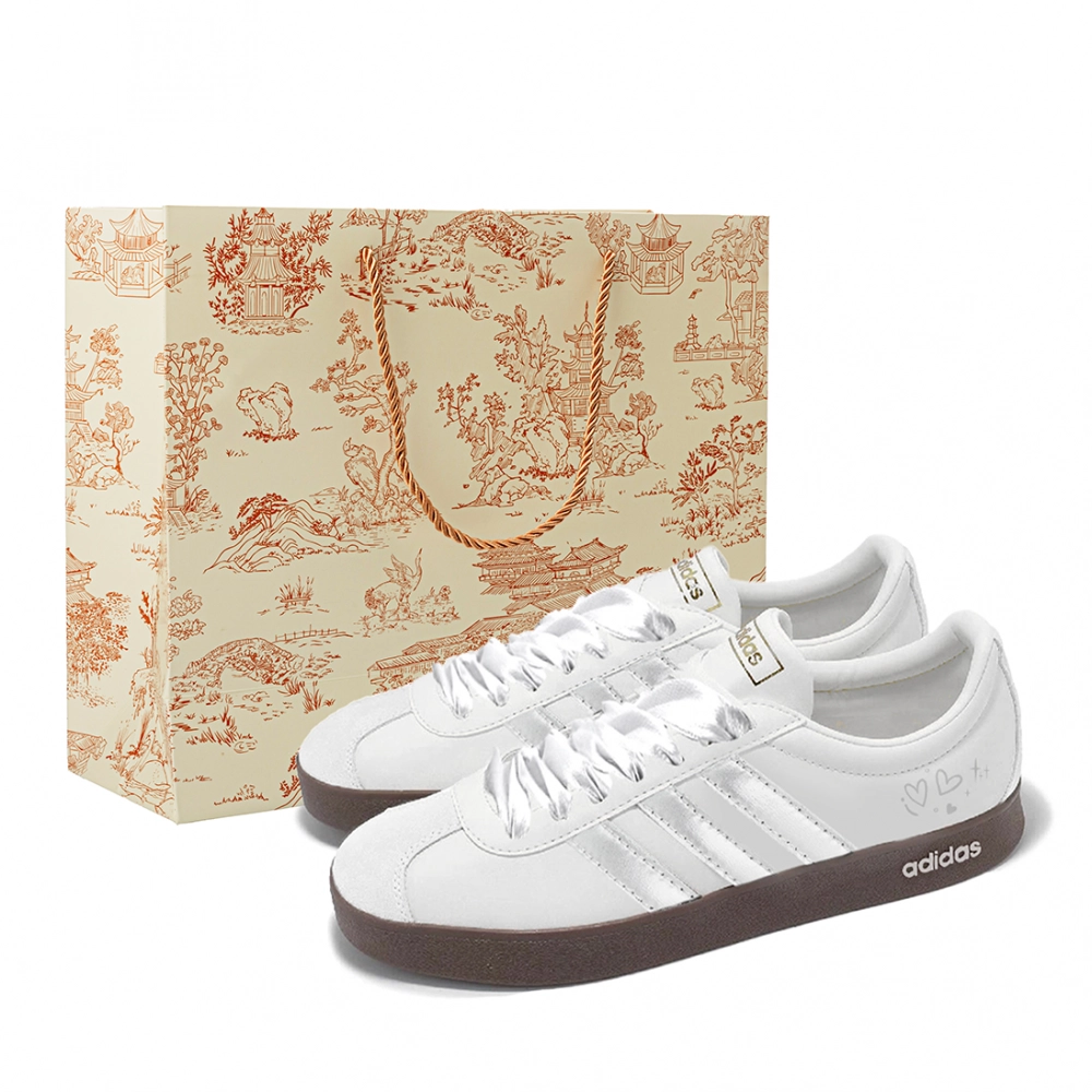 Adidas VL COURT 2.0 Abrasion Resistant Low top Skateboard Shoes Unisex Silver White