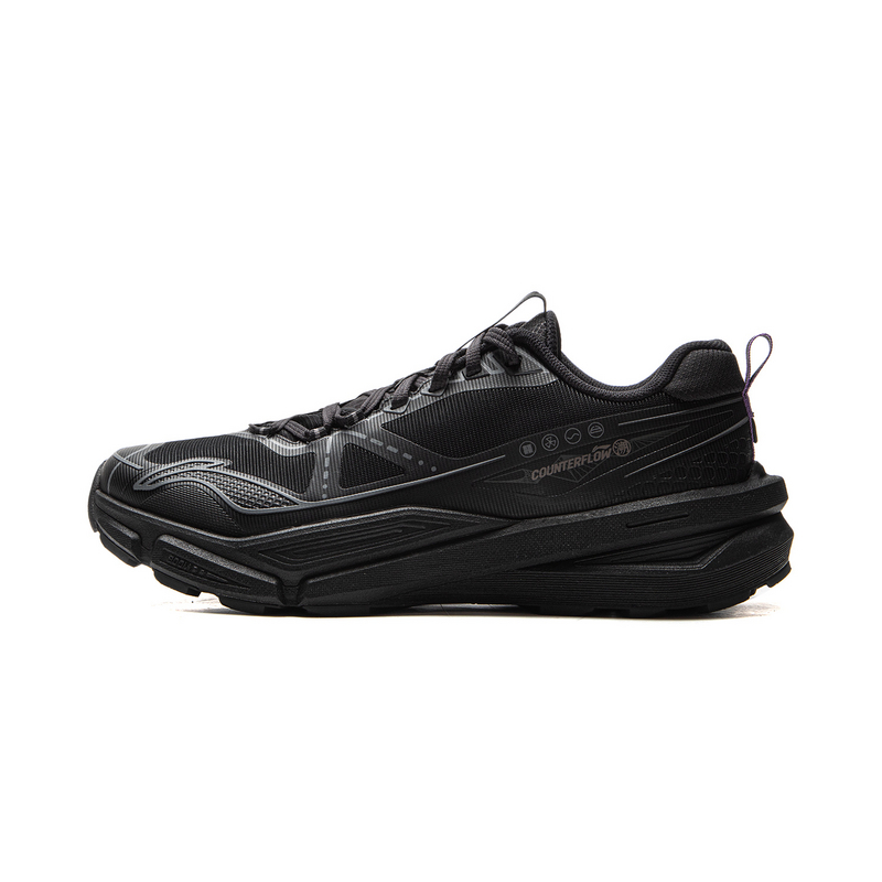 LiNing Outdoor CF Tracing Cushioning Lightweight Rebound Low top Hiking Shoes Unisex Night Black