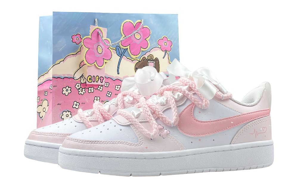 Nike Court Borough Anti Slip Wear Resistant Low Top Skateboard Shoes GS Pink