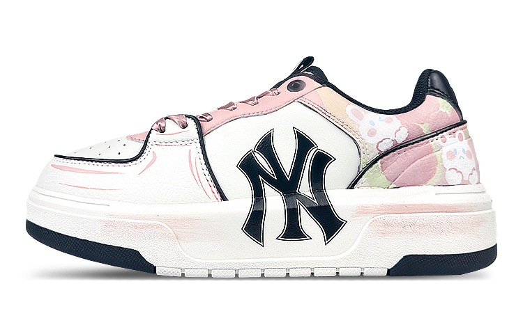 MLB Chunky Liner Wear-Resistant Height Increasing Low-Top Skateboard Shoes Unisex Pink White