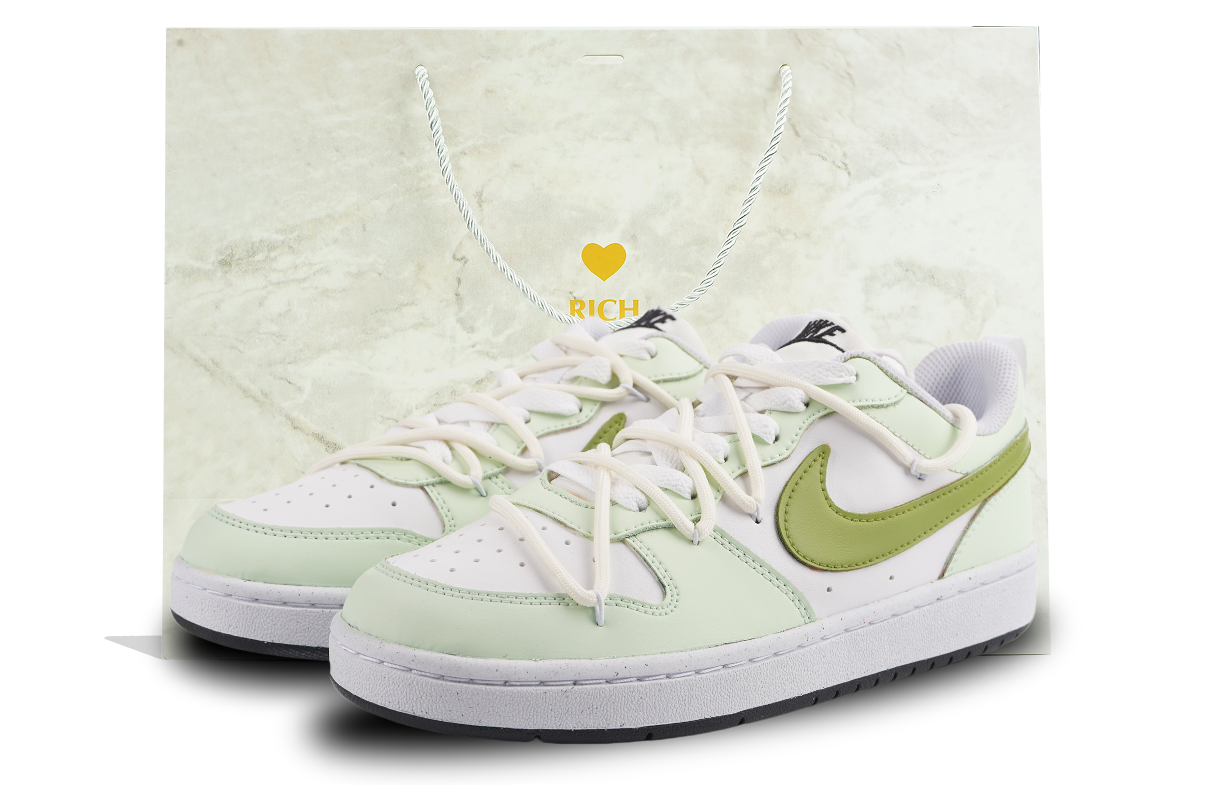 Nike Court Borough Low Top Skateboard Shoes GS White Green