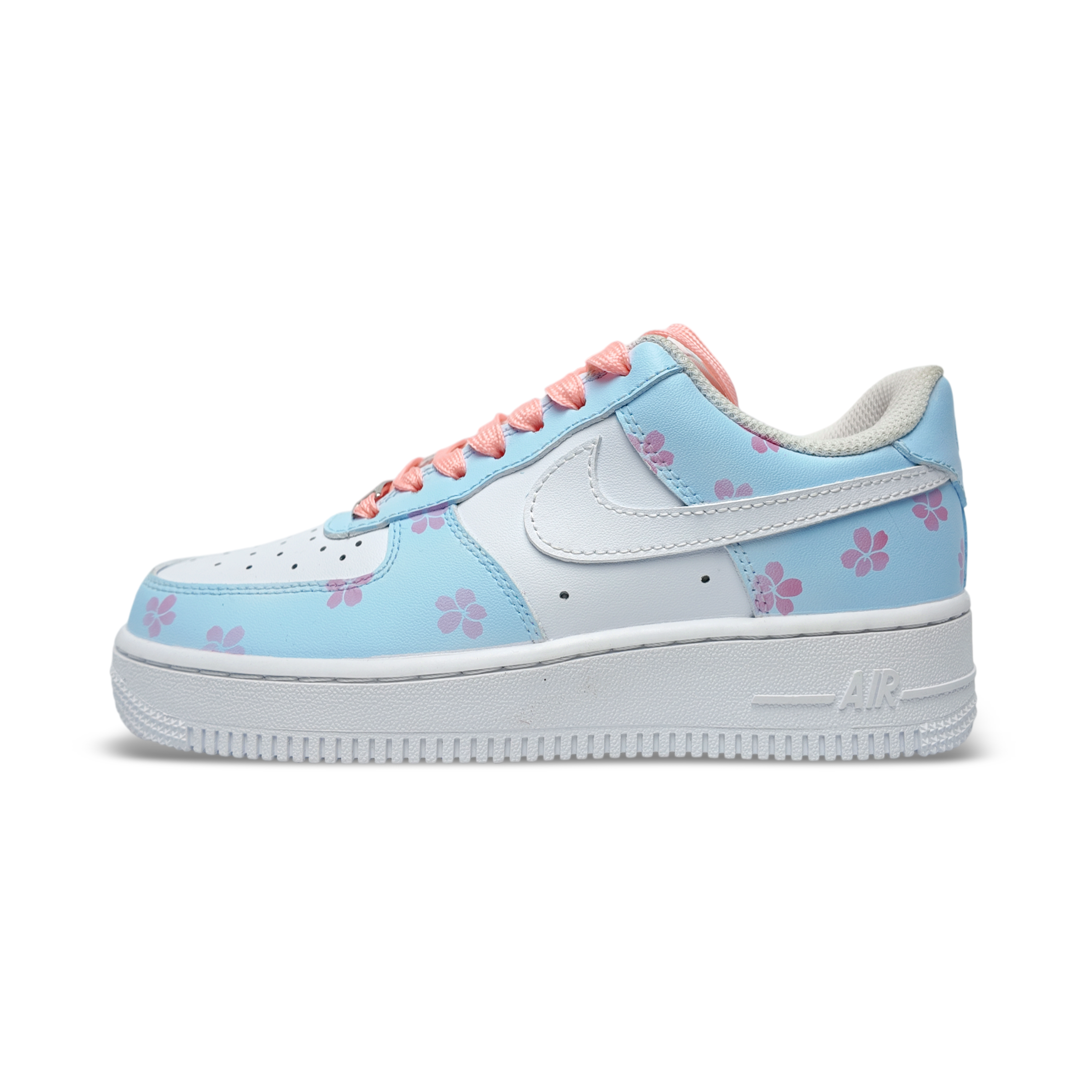 Nike Air Force 1 Coverage Low top Skateboard Shoes Women's Pink Blue