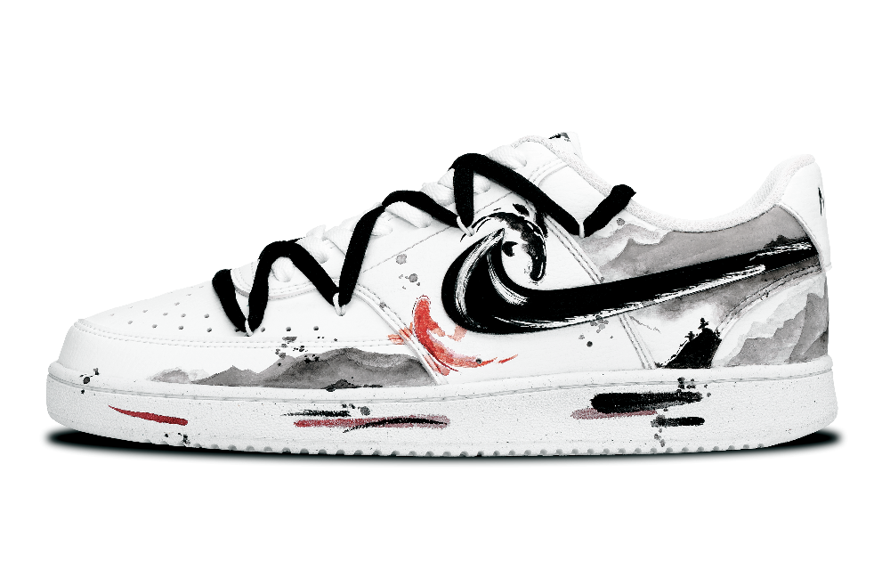 Nike Court Vision 1 Anti Slip Wear Resistant Low Top Skateboard Shoes Men's Black White
