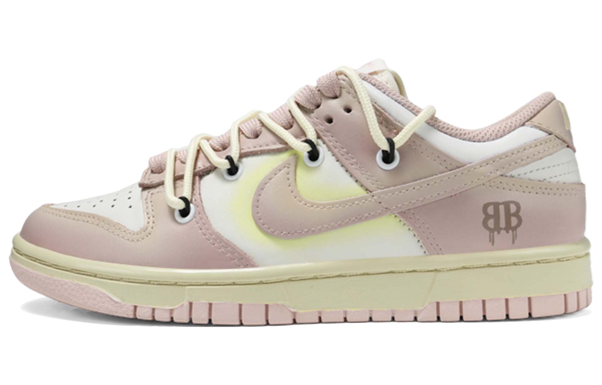 Nike Dunk Low Anti-Slip And Wear-Resistant Lightweight Low-Top Skateboard Shoes Women's Pink White Yellow