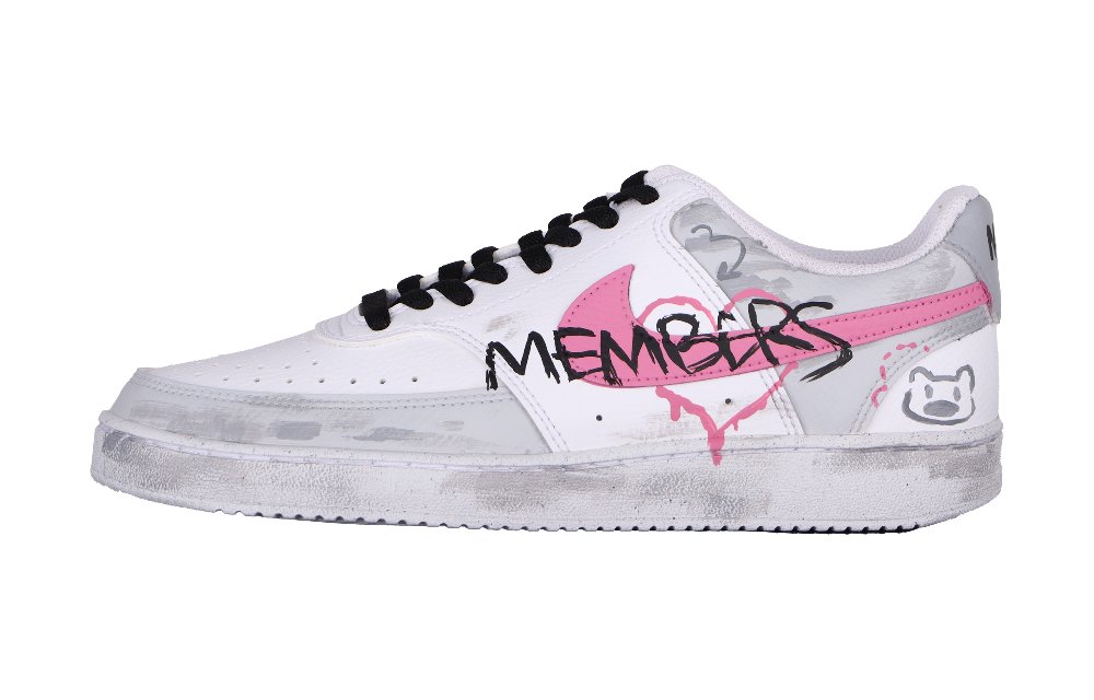 Nike Court Vision 1 Dust Pink Bear Abrasion Resistant Low Top Skateboard Shoes Men's Pink Gray