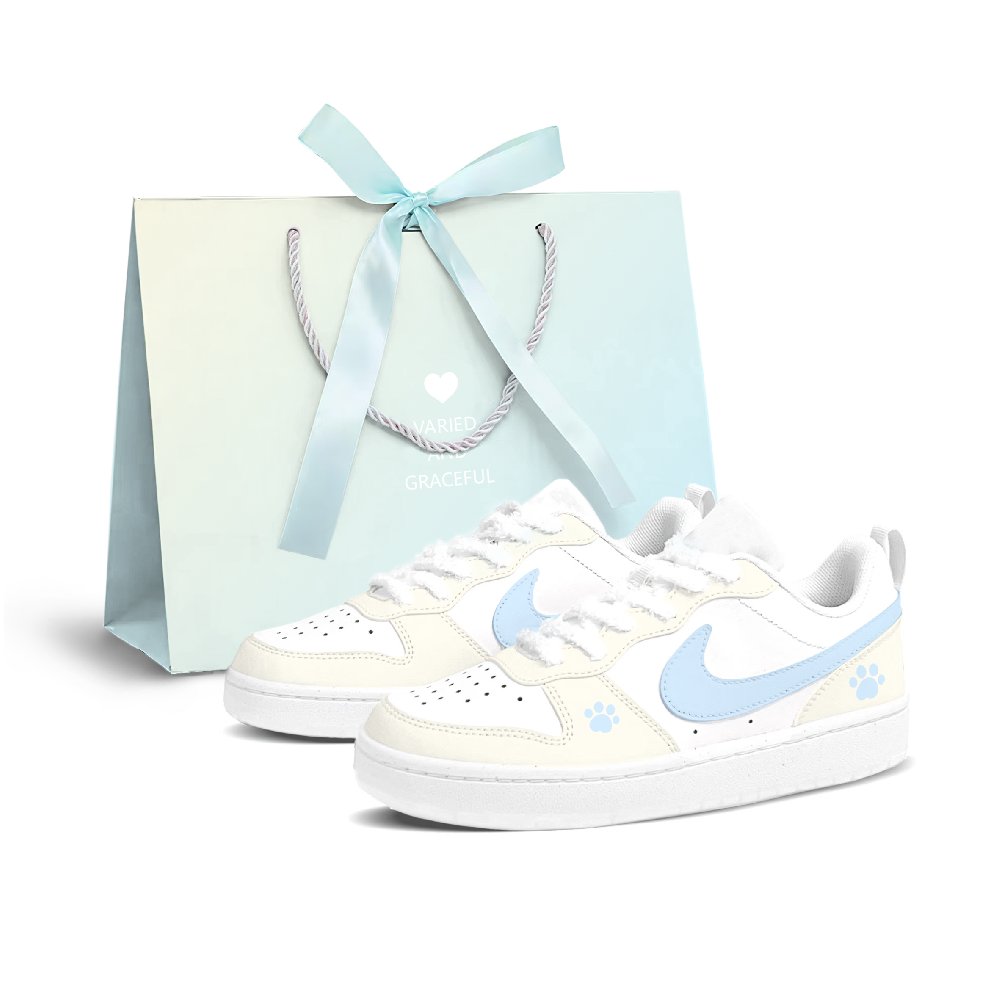 Nike Court Borough Skateboard Shoes Women's Low top White/Yellow/Blue