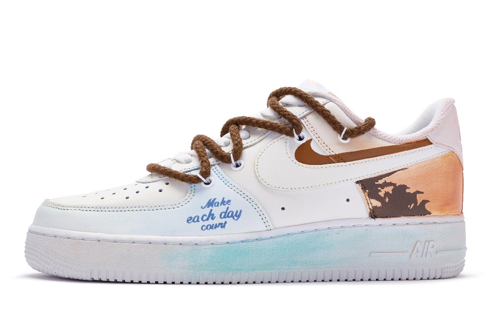 Nike Air Force 1 Low 811 Manufacturing Low Top Skateboard Shoes GS White Blue Brown