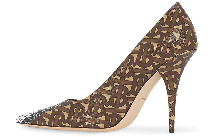 Burberry Elodie Monogram Print Pointed toe Pumps 'Brown' Women's