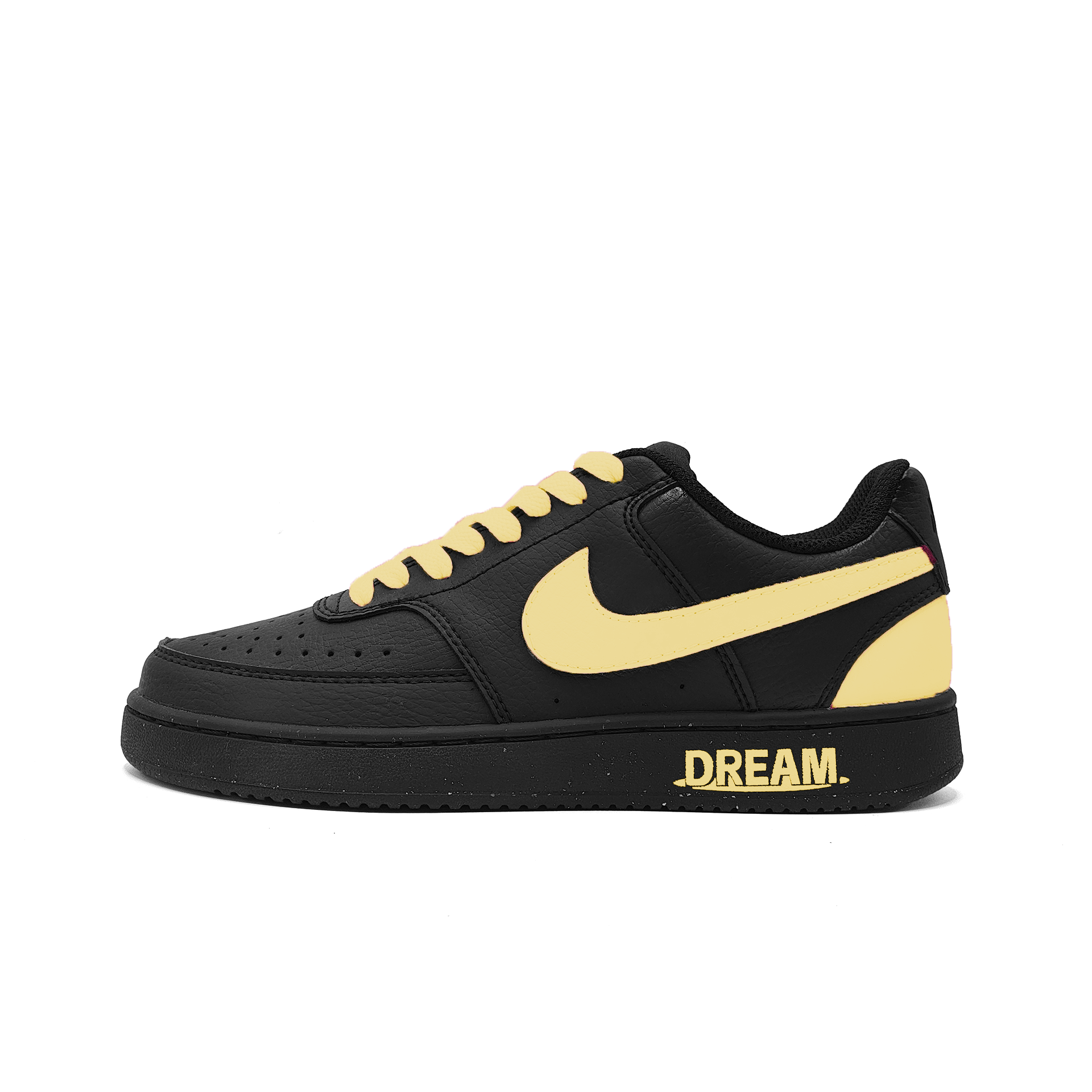 Nike Court Vision Dream Flour Abrasion Resistant Slip Resistant Low top Skateboard Shoes Unisex Yellow