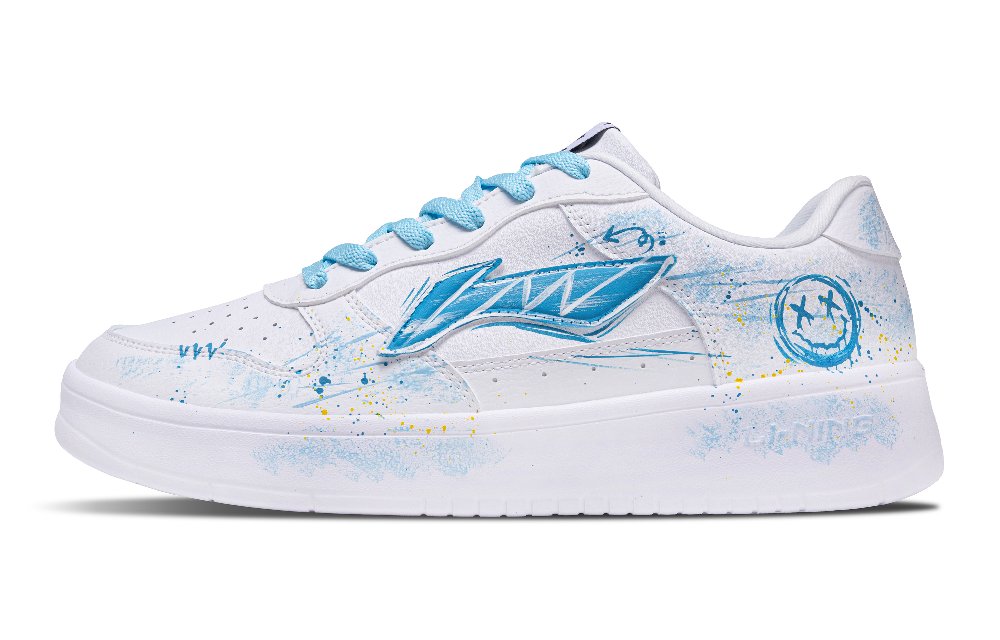 LiNing Pontoon Boats Abrasion Resistant Lightweight Coverage Low Top Skateboard Shoes Unisex White Blue