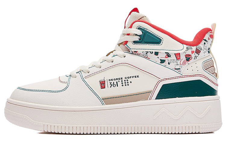 361° Warm Anti Slip And Wear Resistant Mid Top Skateboard Shoes Women's White Green