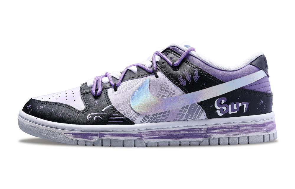 Nike Dunk Low 'Pure Platinum' Mu-Purple Domain Laser Cushioning Wear-Resistant Low-Top Skateboard Shoes Men's Purple