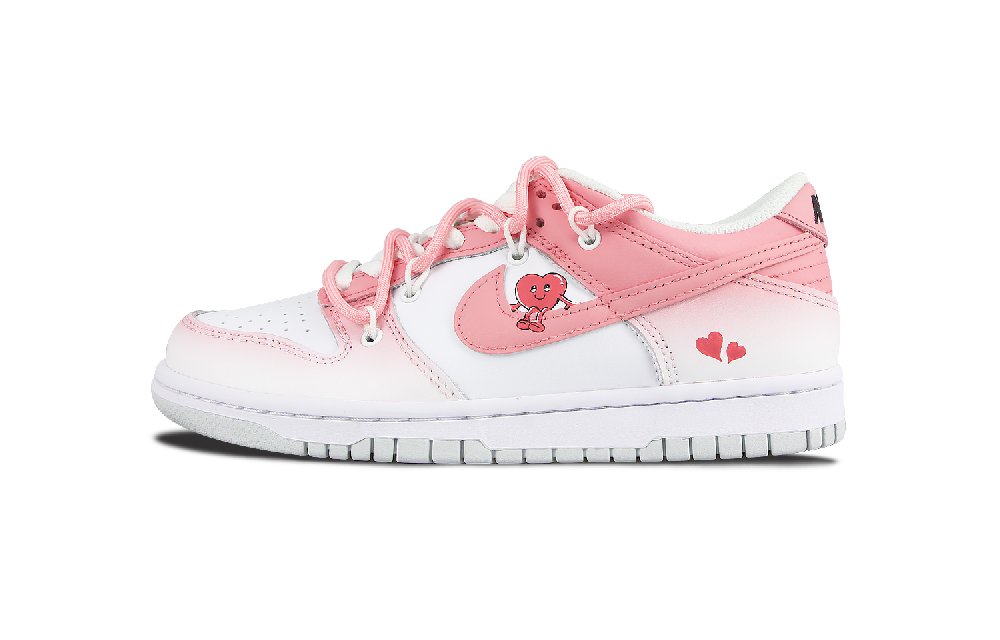 Nike Dunk Low Anti-Slip Wear-Resistant Low-Top Skateboard Shoes GS White Red