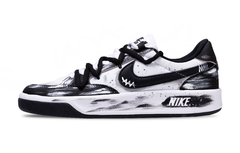 Nike SB Adversary Gothic Graffiti Slip Resistant Low Top Skateboard Shoes Men's Black