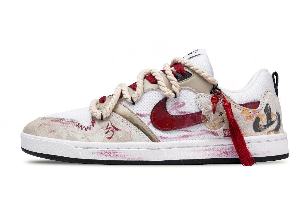 Nike SB Alleyoop Red Mountain Slip Resistant, Abrasion Resistant, Lightweight Low Top Skateboard Shoes Men's Beige Red