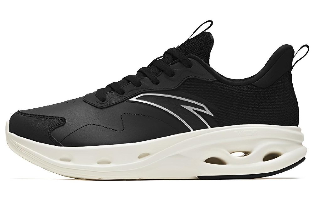 Anta Anti-Slip And Wear-Resistant Rebound Low-Top Running Shoes Men's Bright Black White