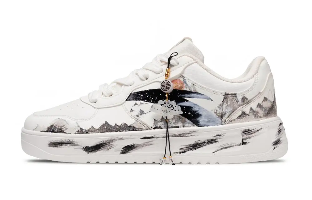 Anta Relaxed Cushioning Coverage Low top Skateboard Shoes Men's White Black