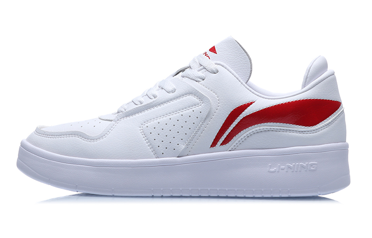 LiNing Street Player Anti-Slip Wear-Resistant Low-Top Skateboard Shoes Men's White Red