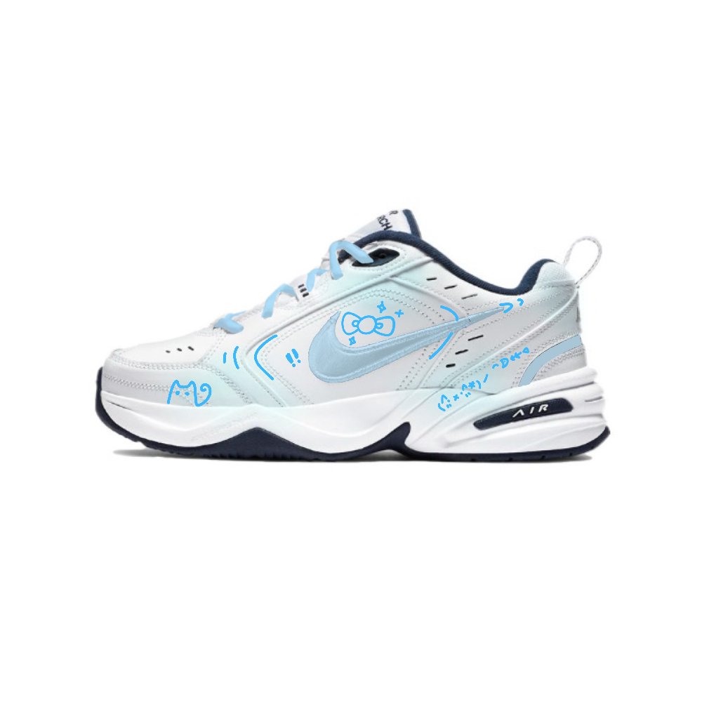 Nike Air Monarch 4 Anti-Slip And Wear-Resistant Height Increasing Low-Top Chunky Sneakers Unisex Blue
