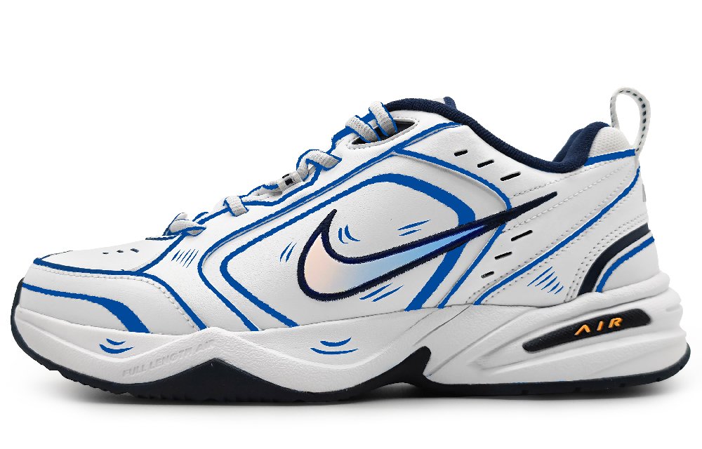 Nike Air Monarch 4 Anti-Slip And Wear-Resistant Height Increasing Low-Top Chunky Sneakers Unisex Cobalt Blue