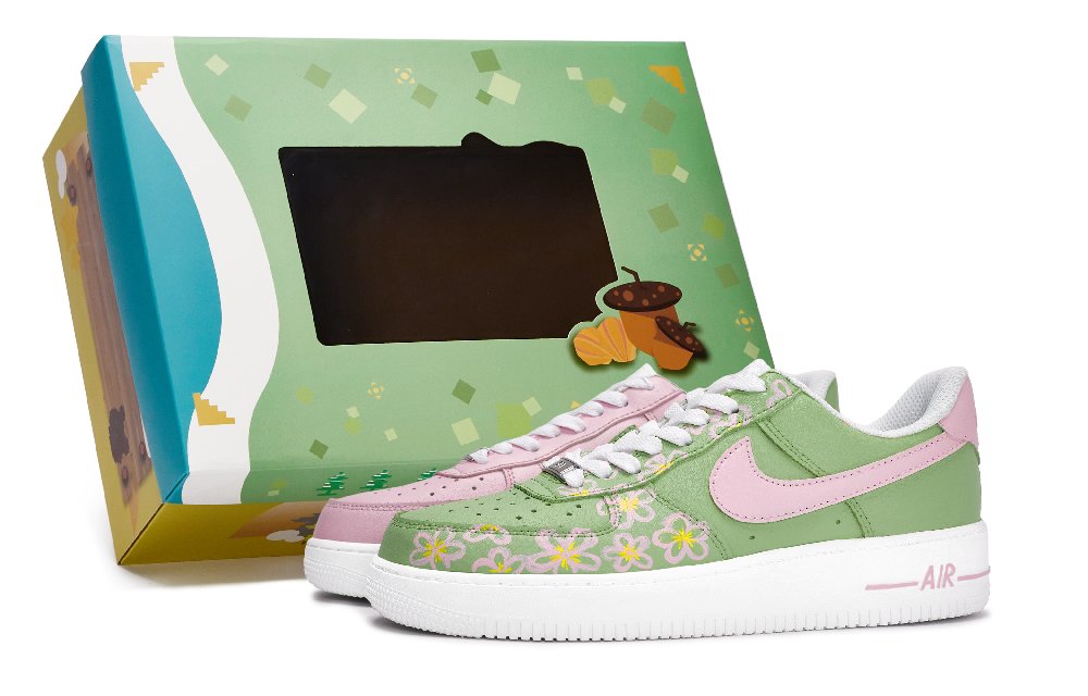 Nike Air Force 1 Anti-Slip Wear-Resistant Low-Top Skateboard Shoes Unisex Green Pink White Yellow