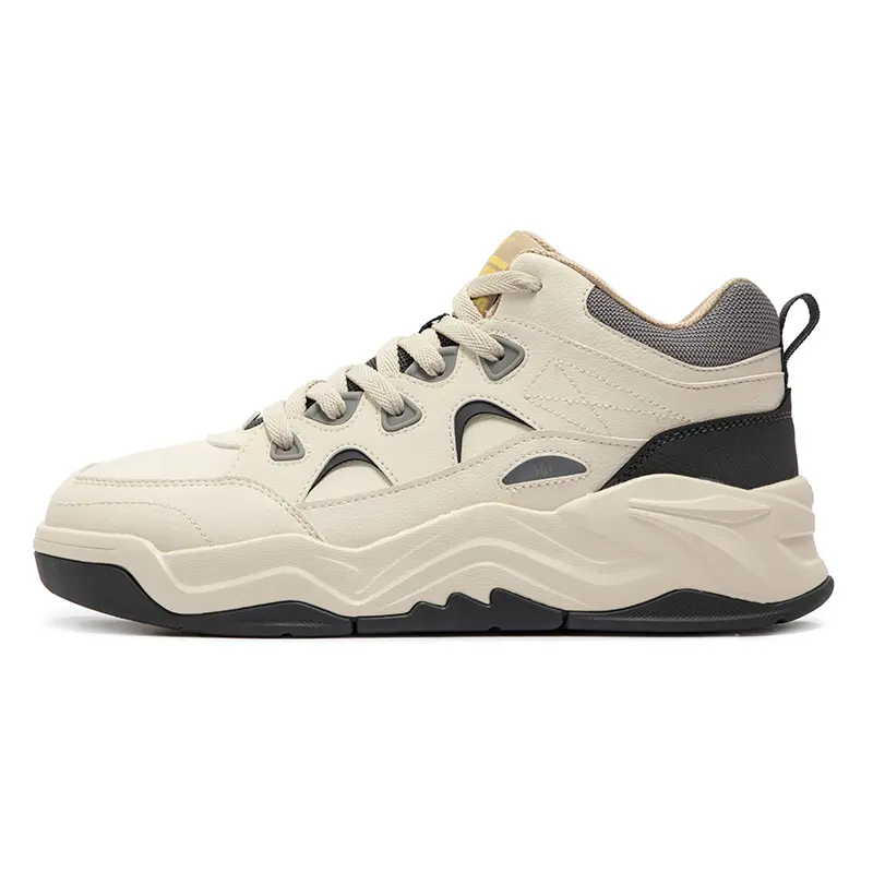 361° Type-burn 4 Warm Slip-Resistant High-Top Skateboard Shoes Men's Beige Gray