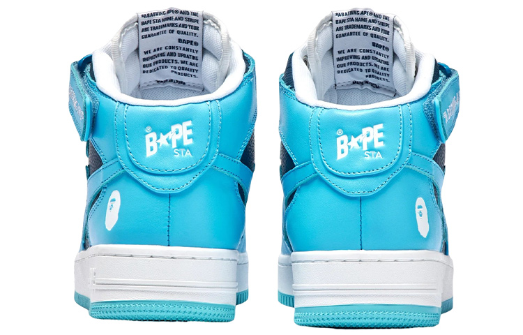 A BATHING APE Bape STA MI Mid top Stylish Skateboarding Shoes Women's Sky Blue купить в интернет-магазине Yoocart с быстрой доставкой по России.