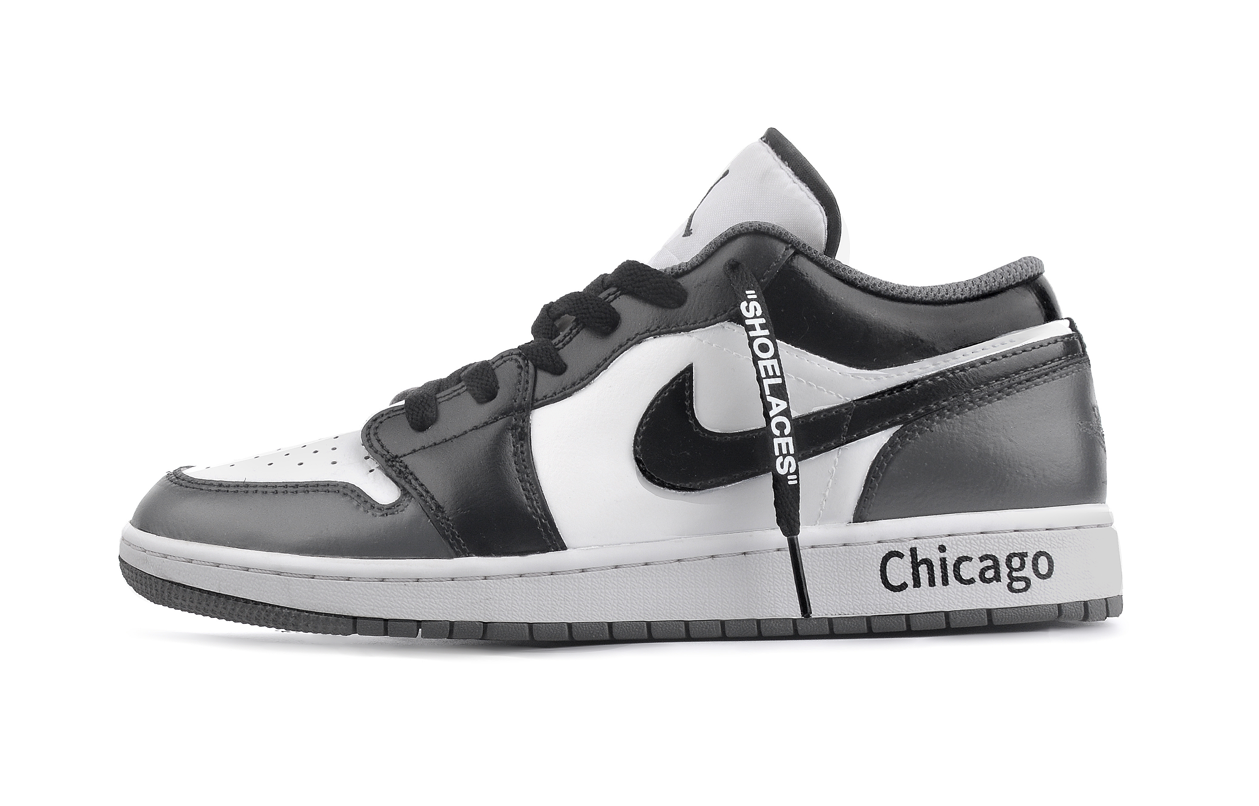Jordan Air Jordan 1 Panda Chicago Abrasion Resistant Low top Vintage Basketball Shoes Unisex Black White