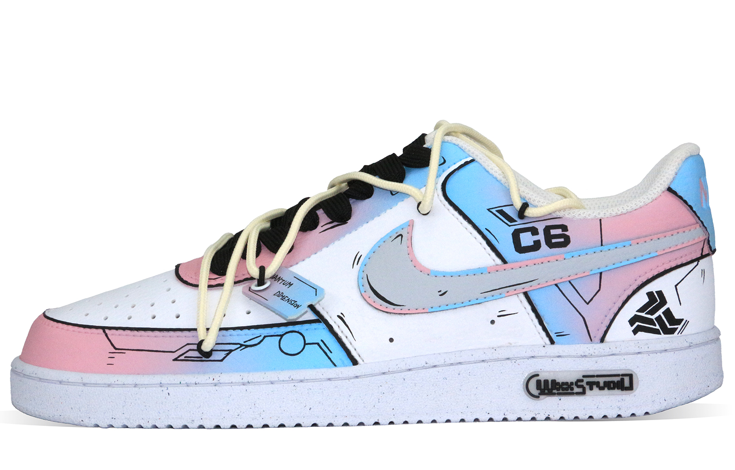 Nike Court Vision 1 Quantum Dimension Low-Top Skateboard Shoes Men's Blue Pink