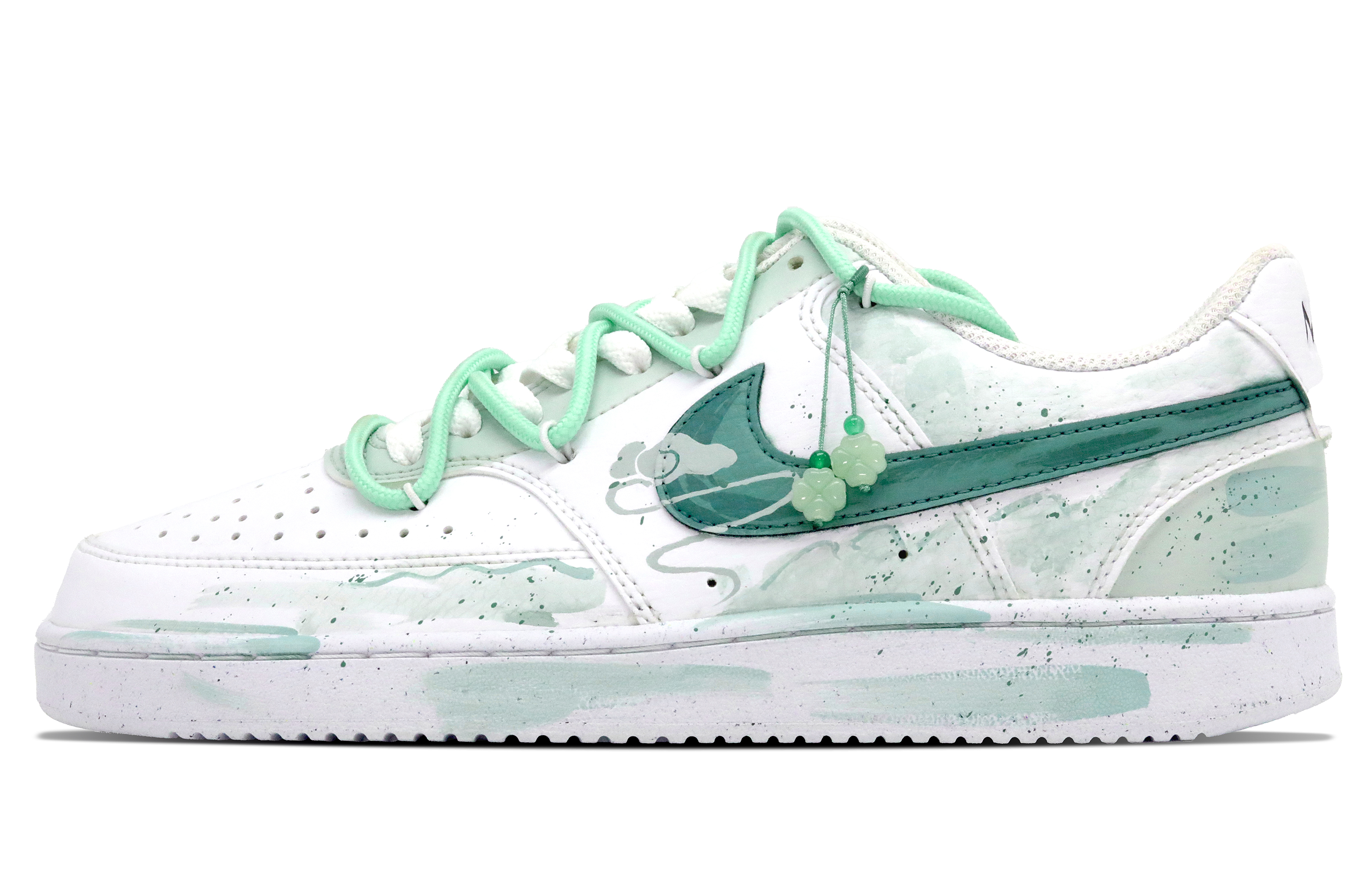 Nike Court Vision 1 Slip Resistant Cushioning Abrasion Resistant Low Top Skateboard Shoes Men Turquoise White