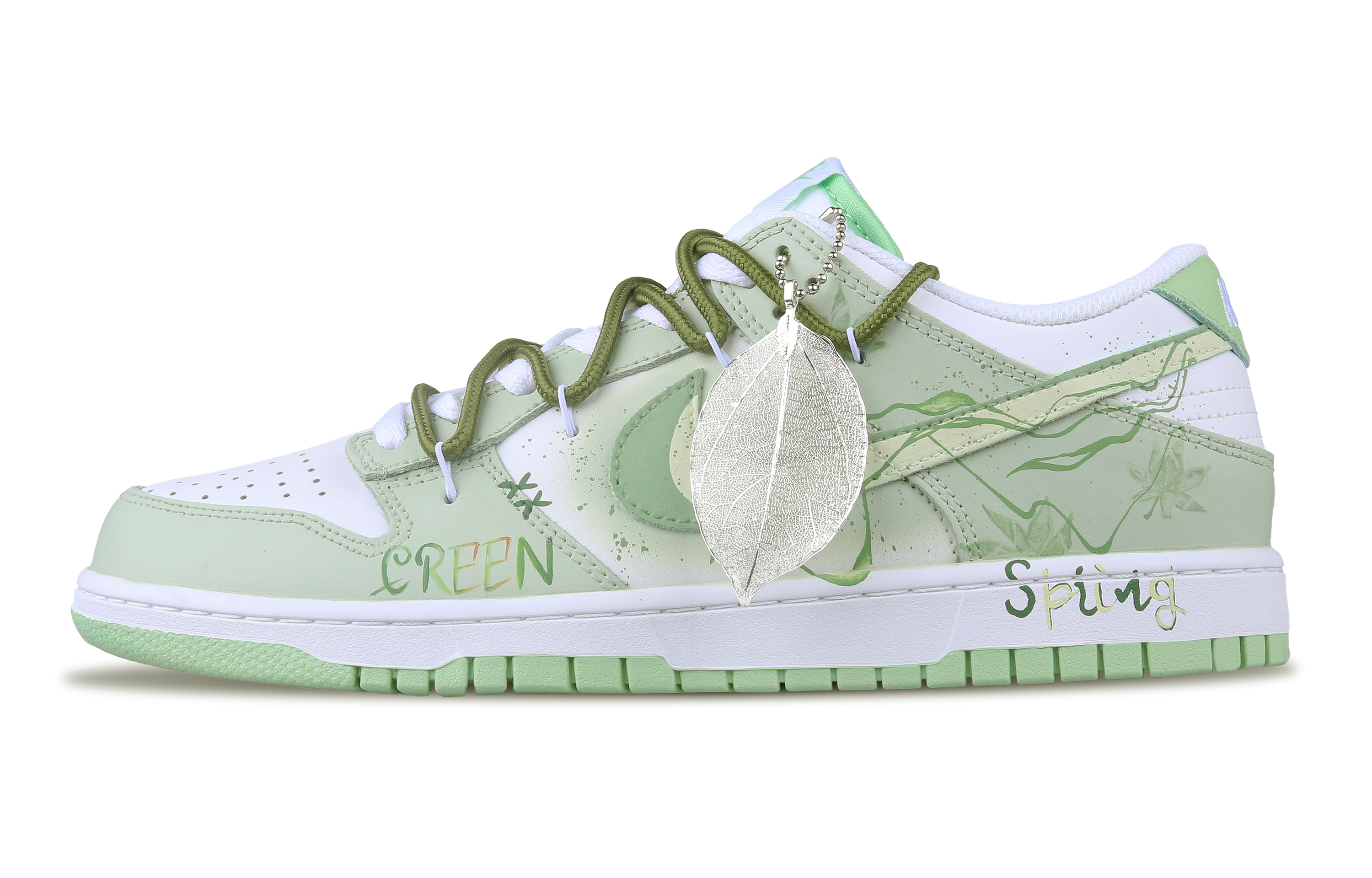 Nike Dunk Low-Top Skateboard Shoes Men's White Green