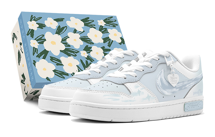 Nike Court Borough Slip Resistant Low Top Skateboard Shoes Women's Blue