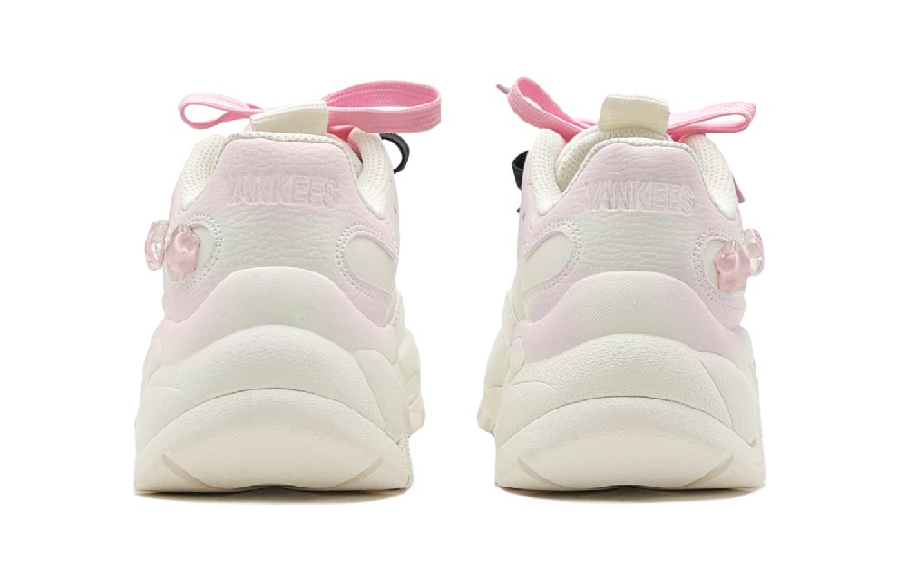 MLB Big Ball Chunky Anti-Slip Wear-Resistant Low-Top Chunky Sneakers Unisex White Pink