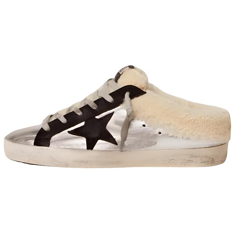 Golden Goose Super-Star Sabot Wrap-toe Slippers Women's Silver Old-fashioned
