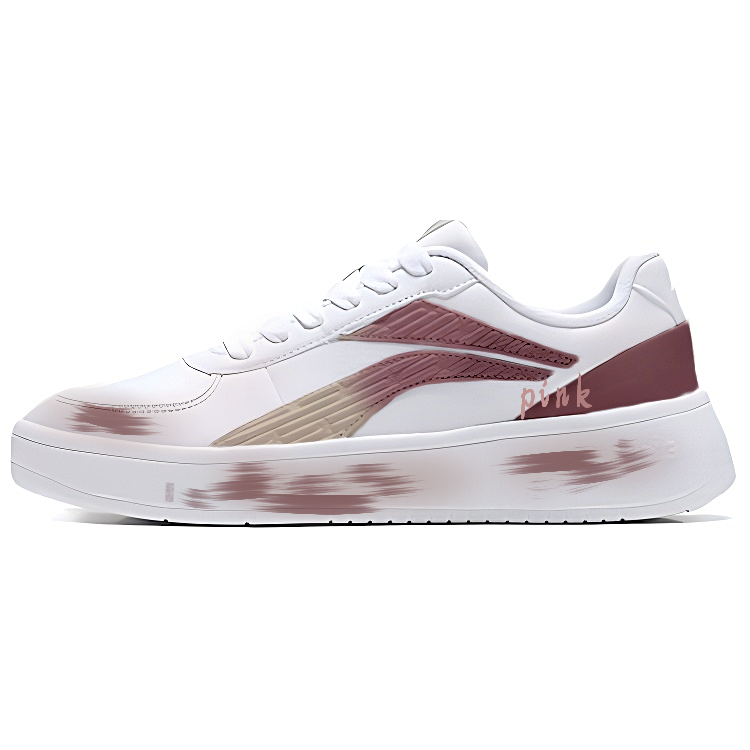 LiNing Abrasion Resistant Lightweight Slip Resistant Low Top Skateboard Shoes Unisex White Red
