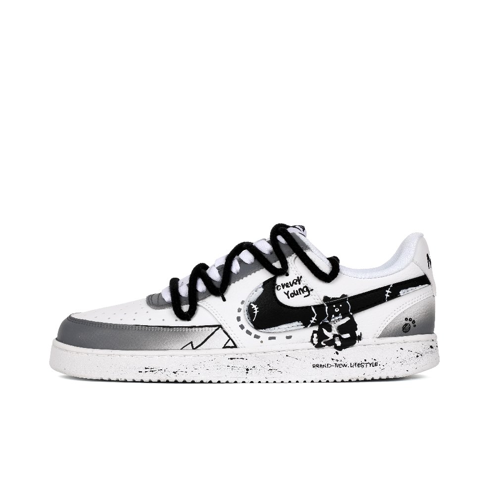 Nike Court Vision 1 Anti-Slip Wear-Resistant Low-Top Skateboard Shoes Women's Black White