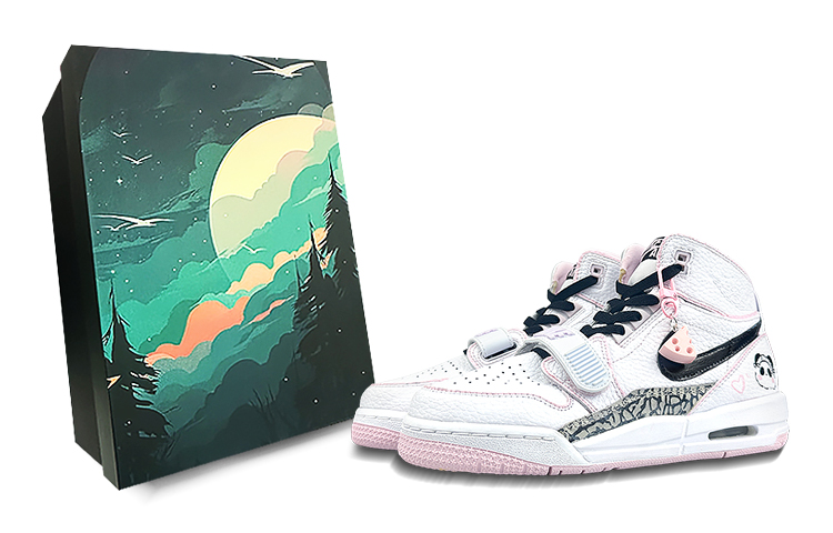 Jordan Legacy 312 Cushioning Anti-Slip And Wear-Resistant High-Top Vintage Basketball Shoes Women's Pink White