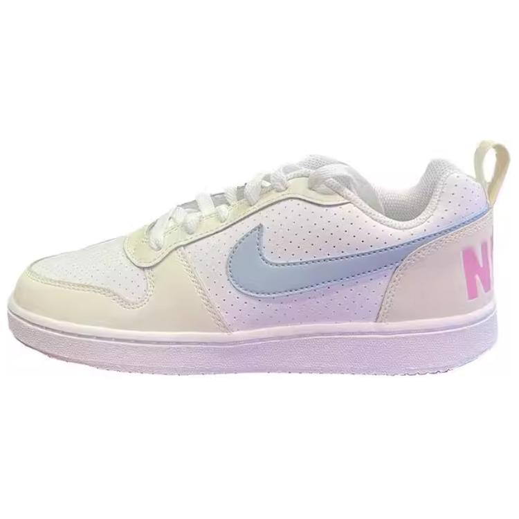 Nike Court Borough Wear resistant And Lightweight Low Top Skateboard Shoes Women's White Yellow Blue