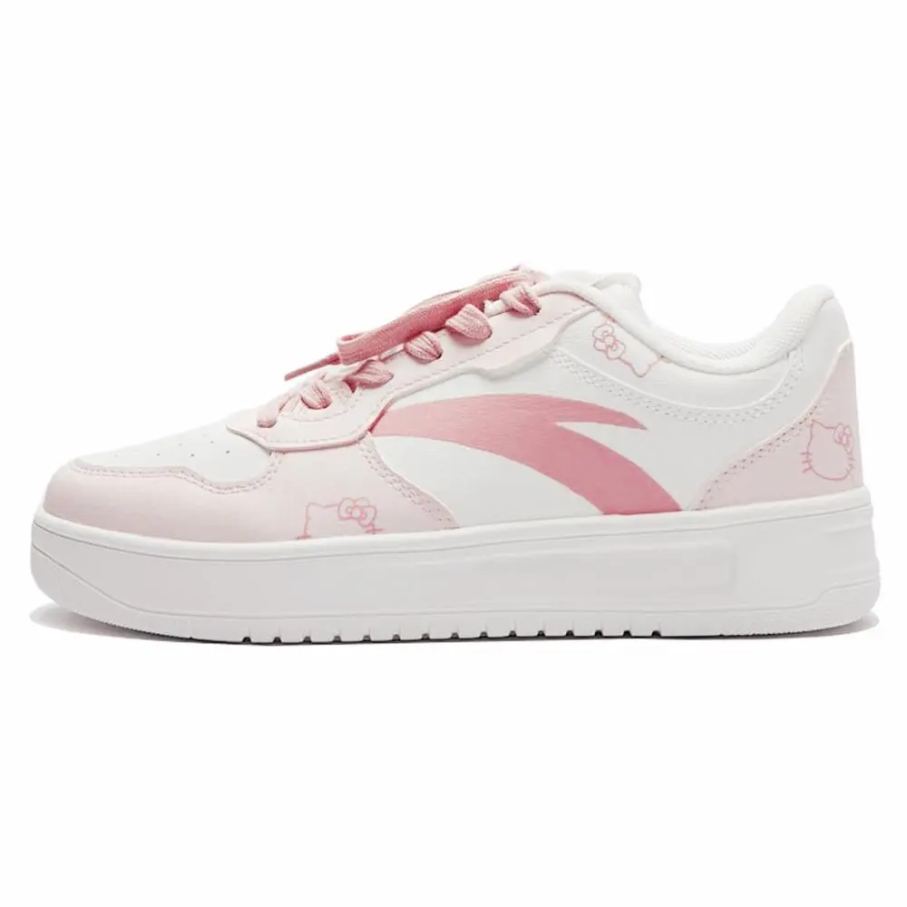 Anta Relaxed Abrasion Resistant Lightweight Slip Resistant Low top Skateboard Shoes Women's Pink White