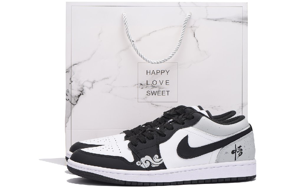 Jordan Air Jordan 1 Slip-Resistant Low-Top Vintage Basketball Shoes Men's Black Gray