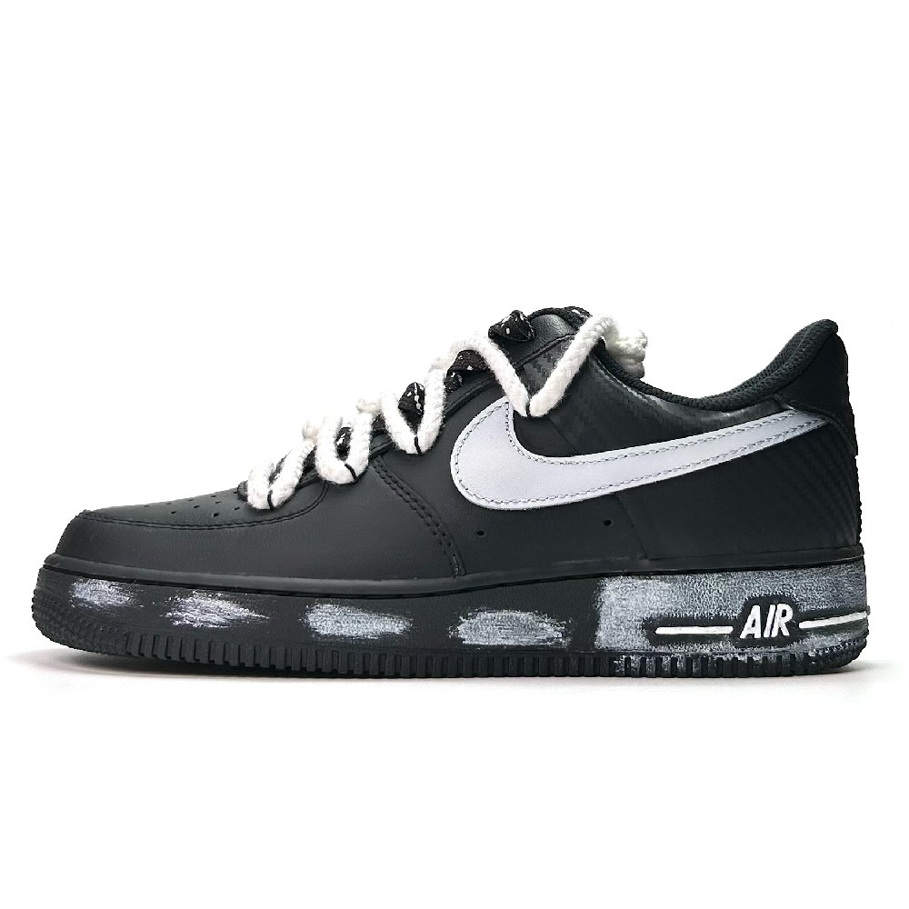 Nike Air Force 1 Carbon Fiber, Black Warrior Anti Slip Wear Resistant Low Top Skateboard Shoes Unisex Black