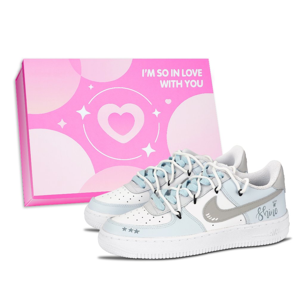 Nike Air Force 1 Star Beaded Necklace Abrasion Resistant Low Top Skateboard Shoes Unisex Blue