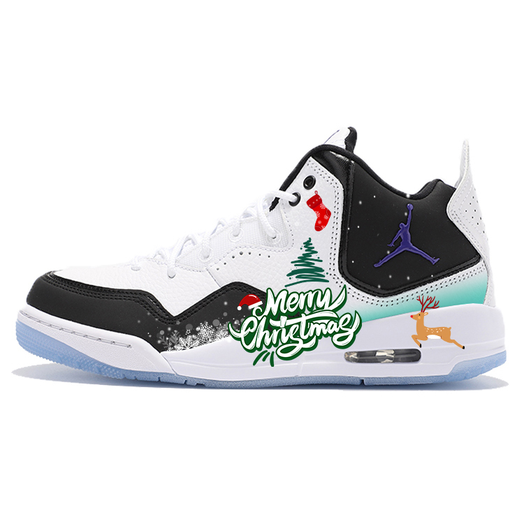 Jordan Courtside 23 Cushioning Anti-Slip And Wear-Resistant Mid-Top Vintage Basketball Shoes Unisex Black White