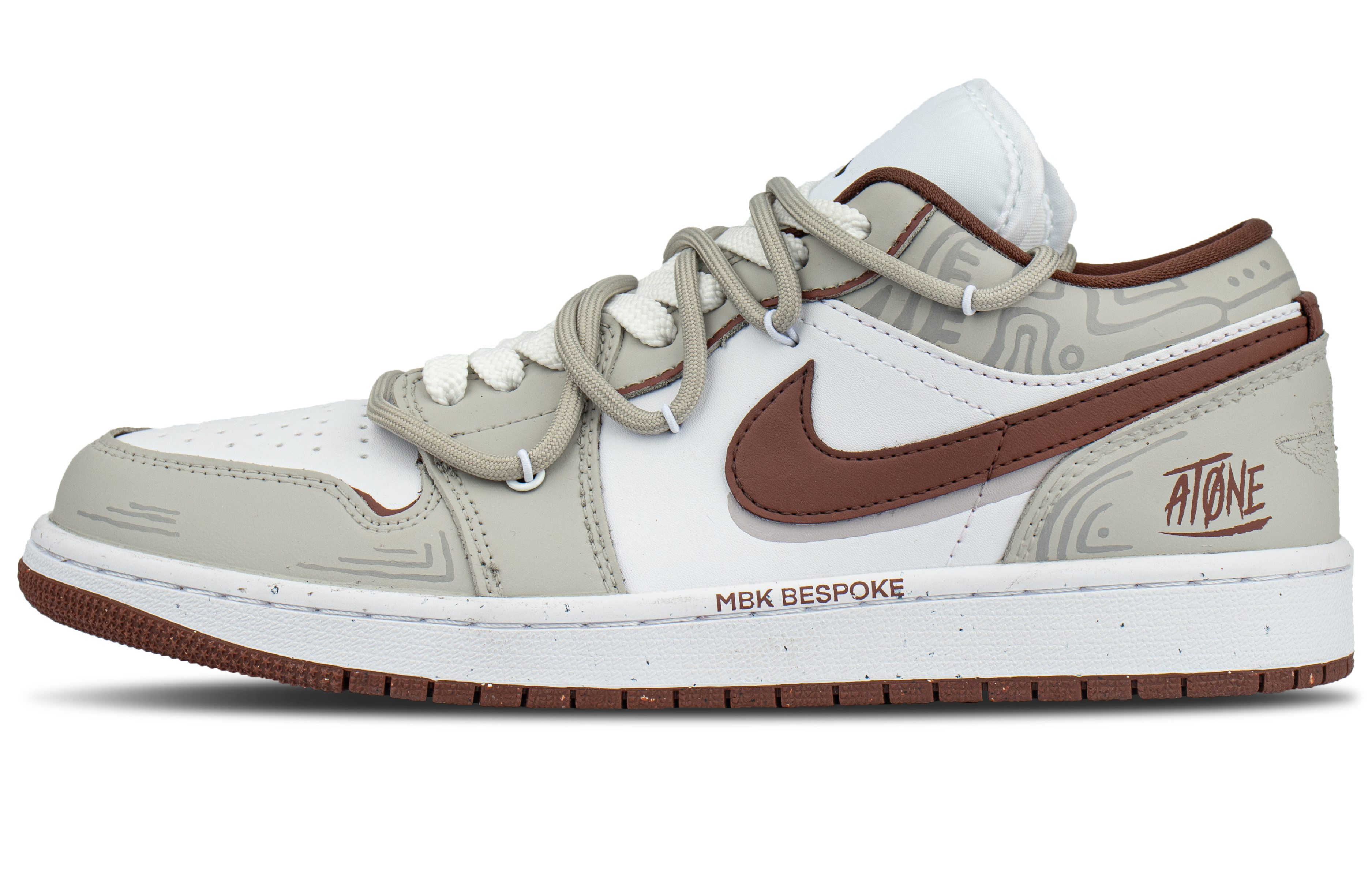 Jordan Air Jordan 1 Low top Vintage Basketball Shoes Unisex Beige Red Brown