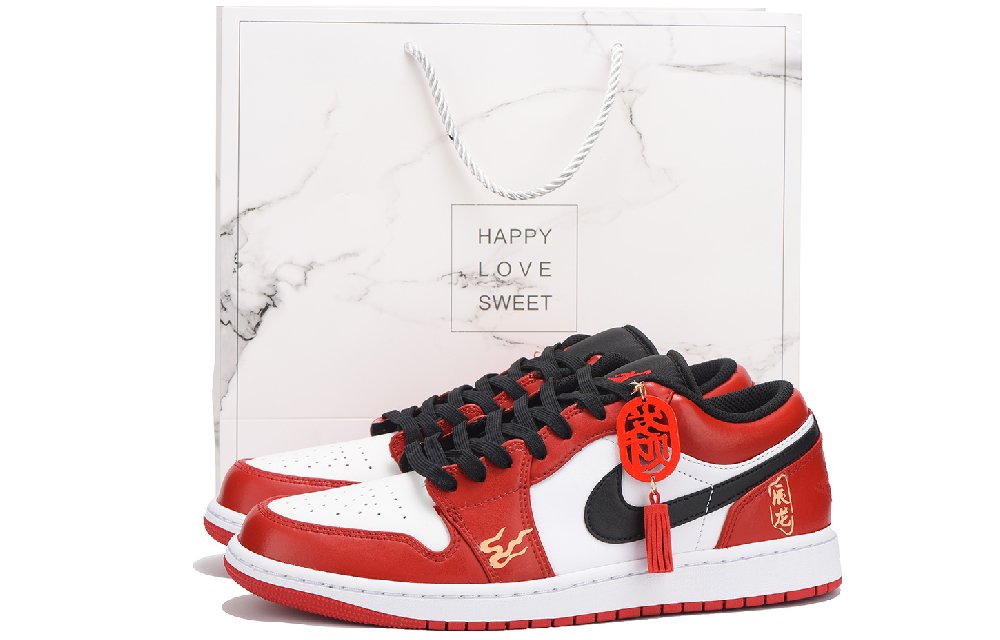 Jordan Air Jordan 1 Low-Top Vintage Basketball Shoes Men's Black Red