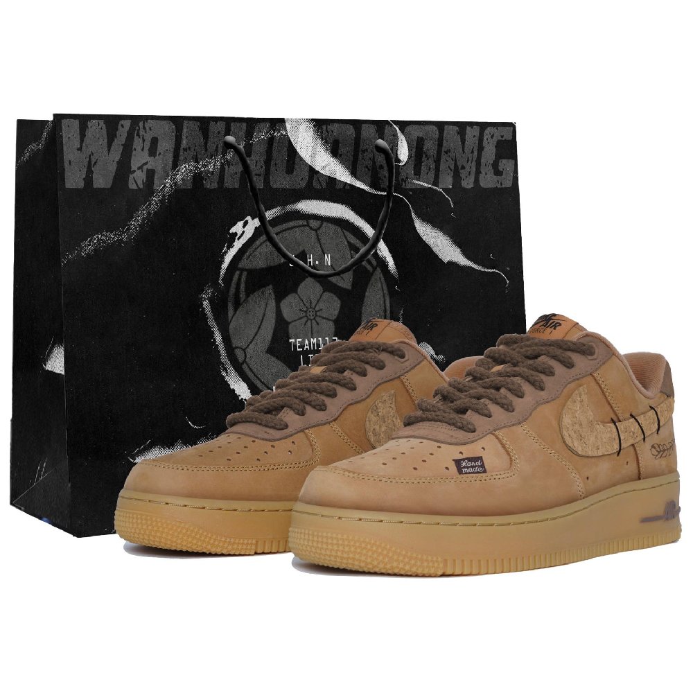 Nike Air Force 1 Anti Slip Wear Resistant Low Top Skateboard Shoes Unisex Dark Brown