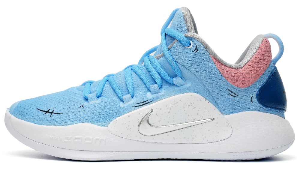 Nike Hyperdunk X 10 Cushioned Slip-Resistant Coverage Low-Top Performance Basketball Shoes Men's Blue Pink