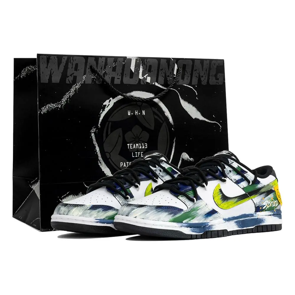 Nike Dunk Skateboard Shoes Men's Low top Black/Blue/Green