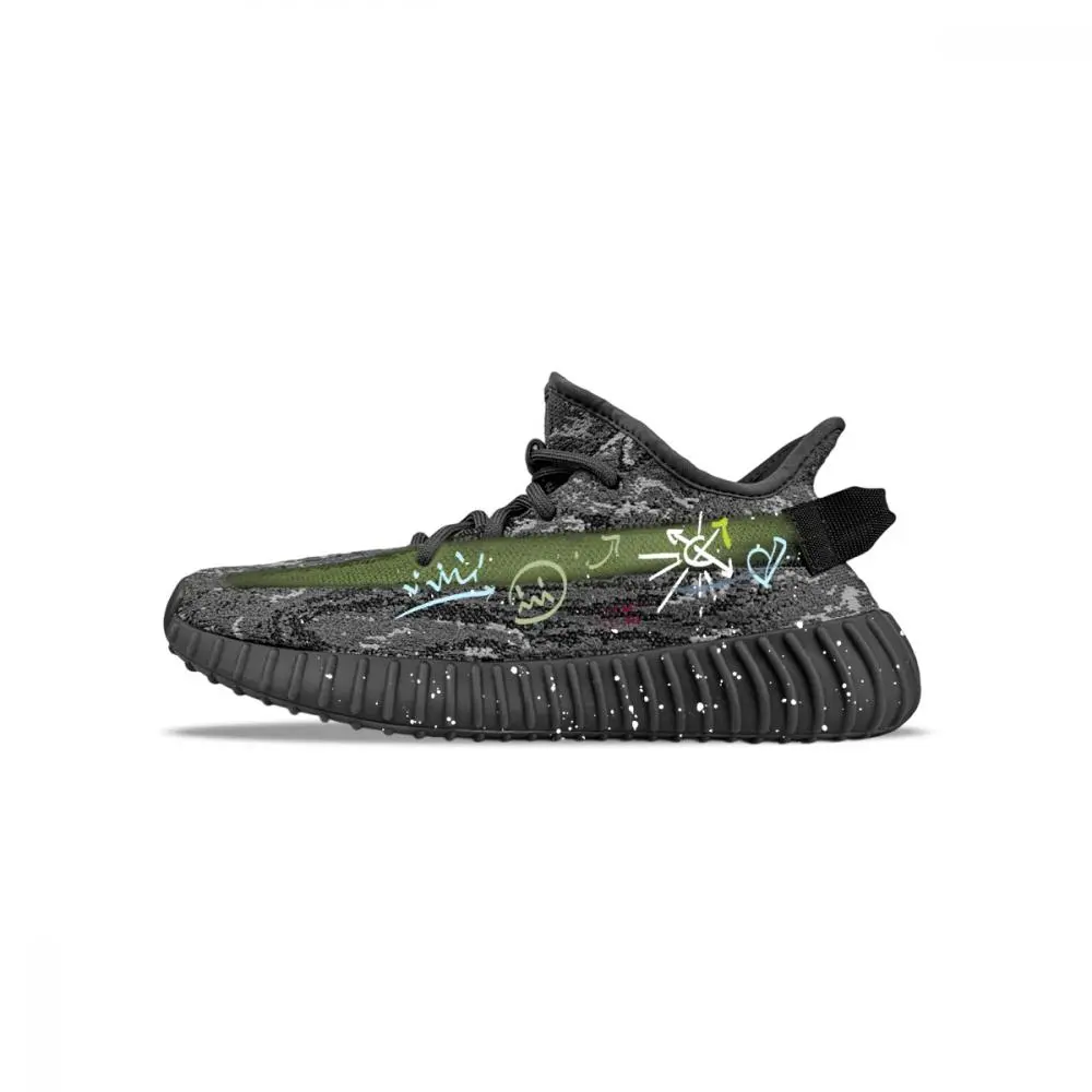 Adidas Originals Yeezy Boost 350 V2 Abrasion Resistant Low top Casual Shoes Unisex Black Green