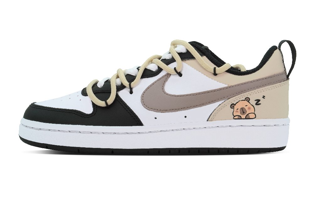 Nike Court Borough DEER Little Bear Story Anti-Slip Wear-Resistant Low-Top Skateboard Shoes GS Black White Brown